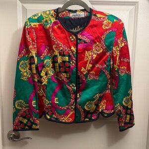 Vintage Saks 5th Ave., Peter Nygard 100% silk, red and green jacket
